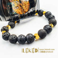 Load image into Gallery viewer, Black Lava with Gold Adunni Midi Bracelet
