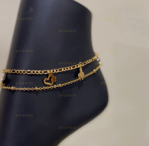 Sumbo: Double Chain Anklet with Pendants/Charms