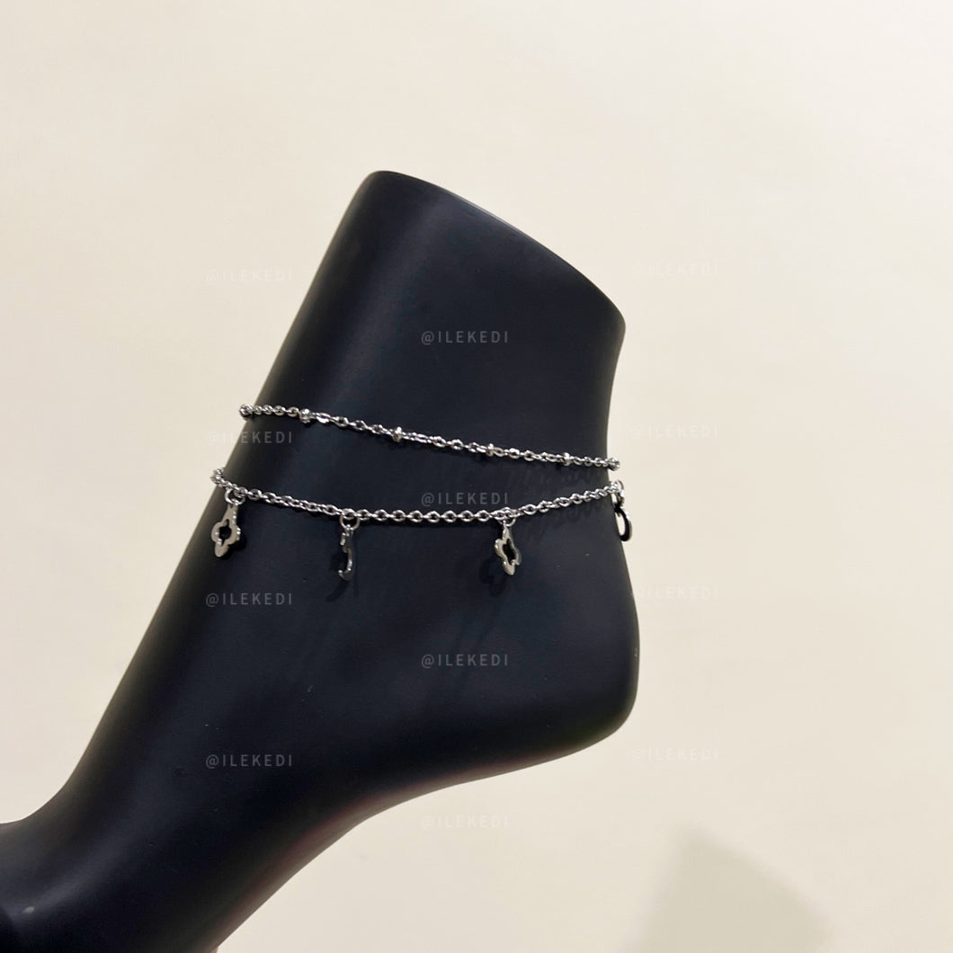Silver Sumbo: Double Chain Anklet with Pendants/Charms